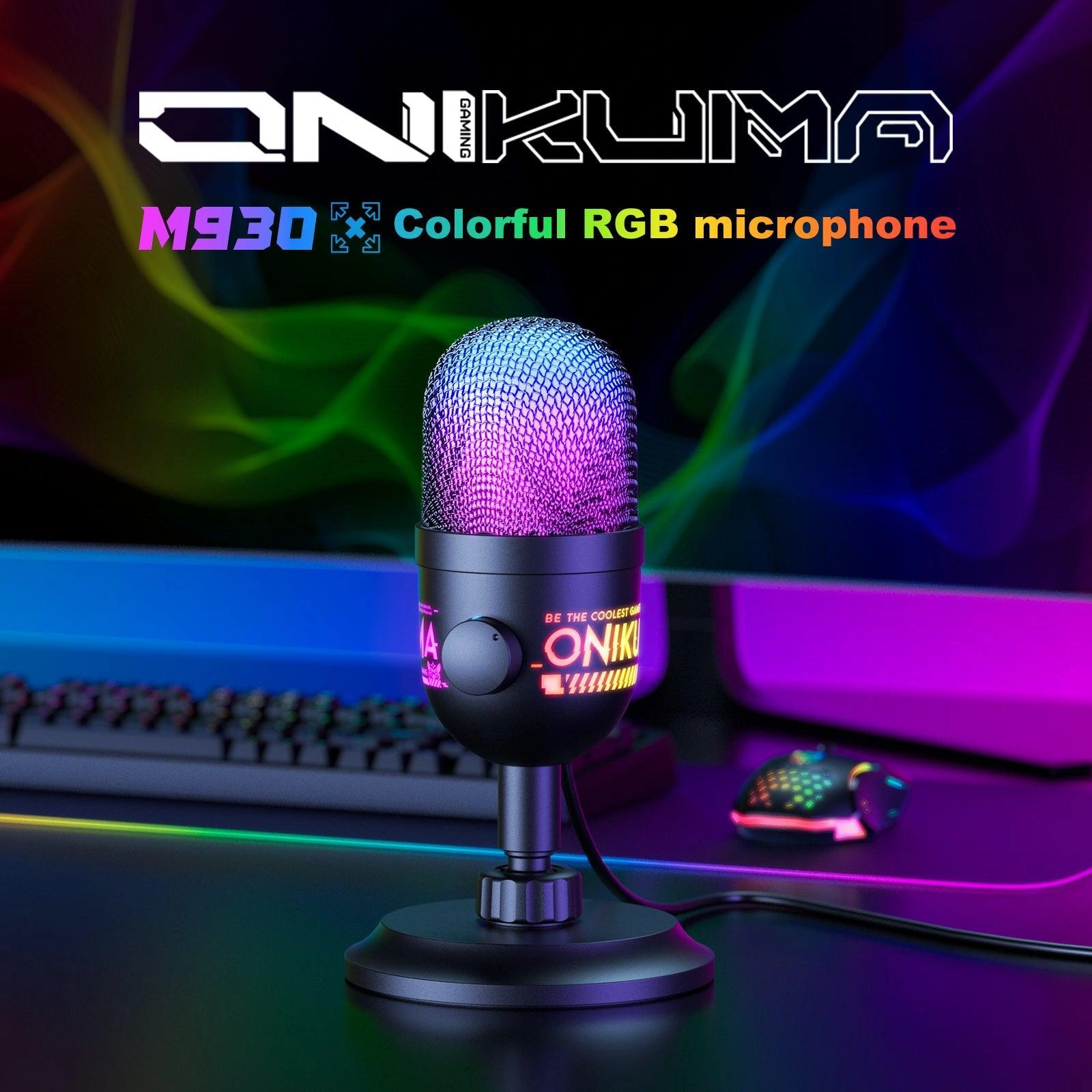 Onikuma M930 Studio RGB USB Microphone Complete Setup
