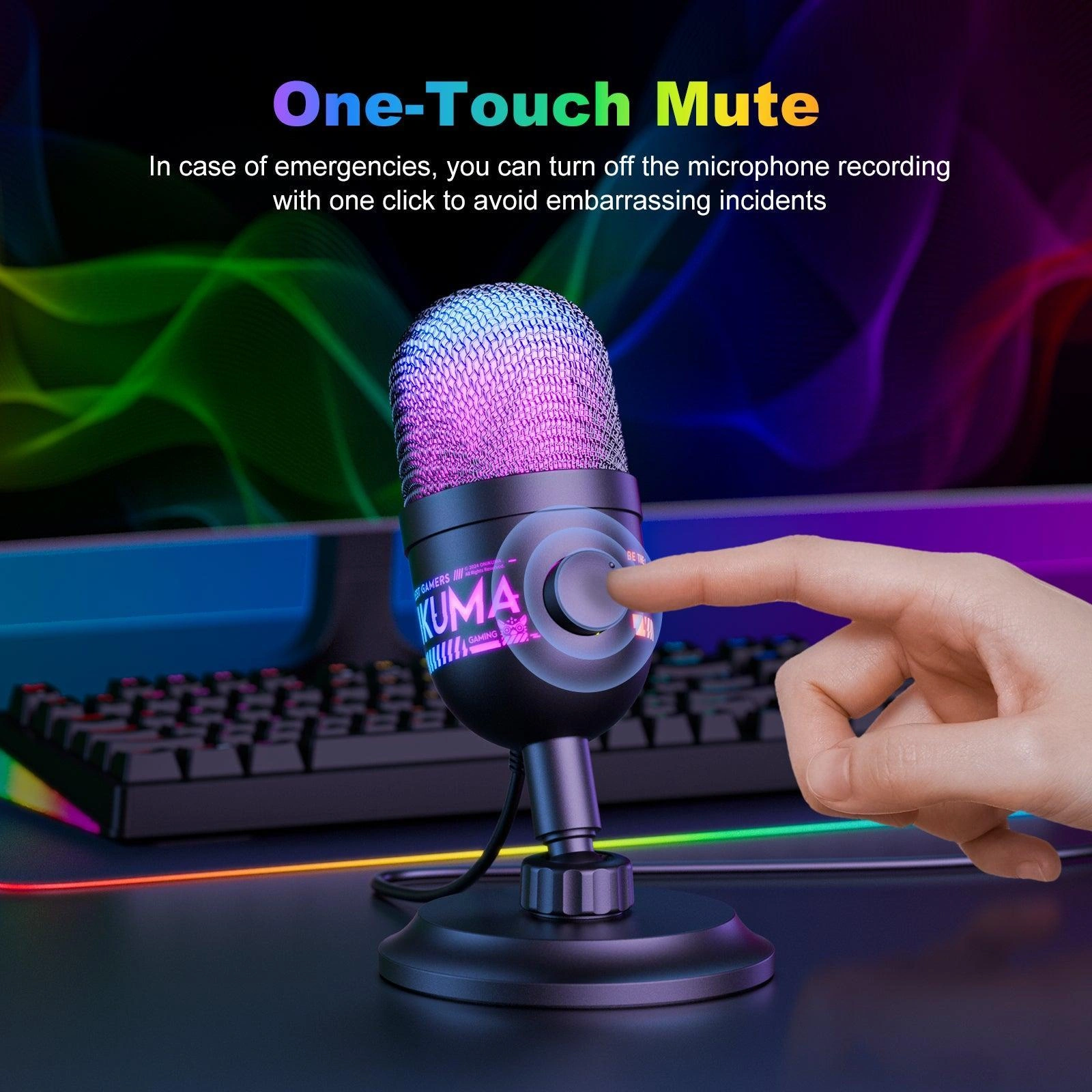 Onikuma M930 RGB Microphone with 3.5mm Headphone Jack for Real-Time Monitoring