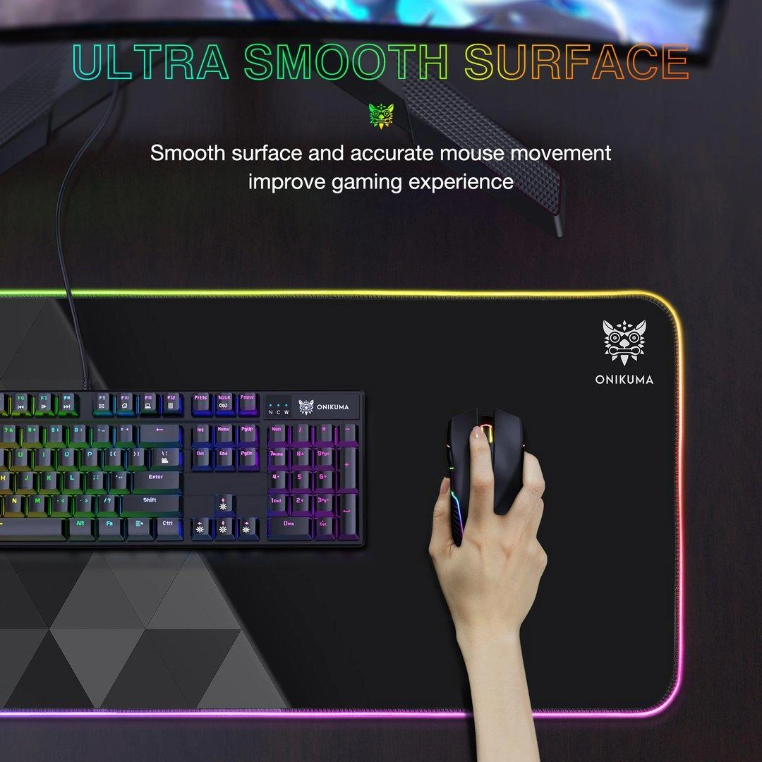 Onikuma MP006 RGB Black Grey Gaming Mouse Pad with RGB Lighting