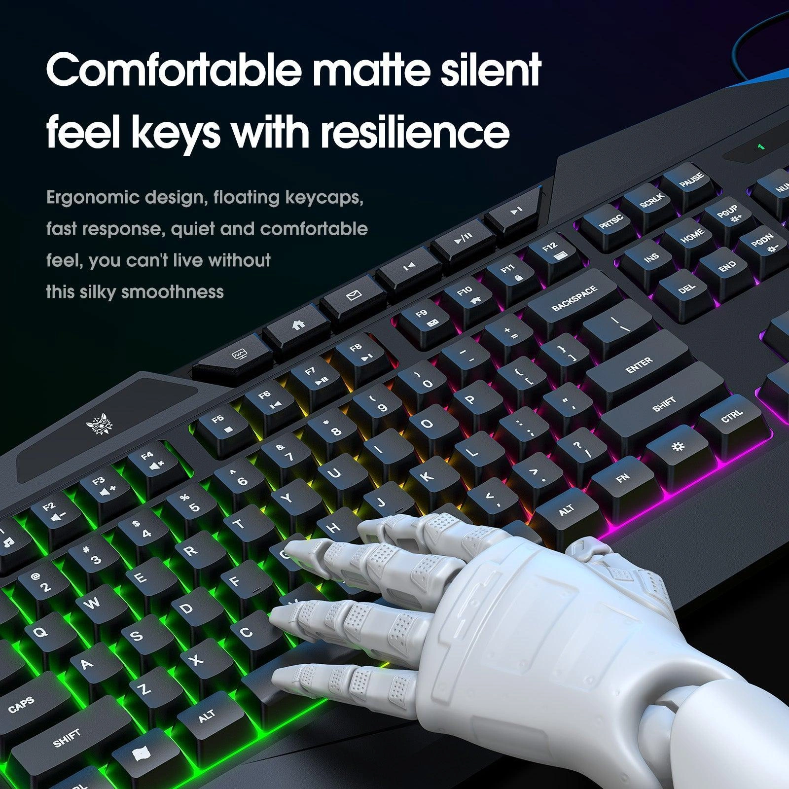 Onikuma G22 Gaming Keyboard with 3-Color RGB Backlight and Multimedia Keys