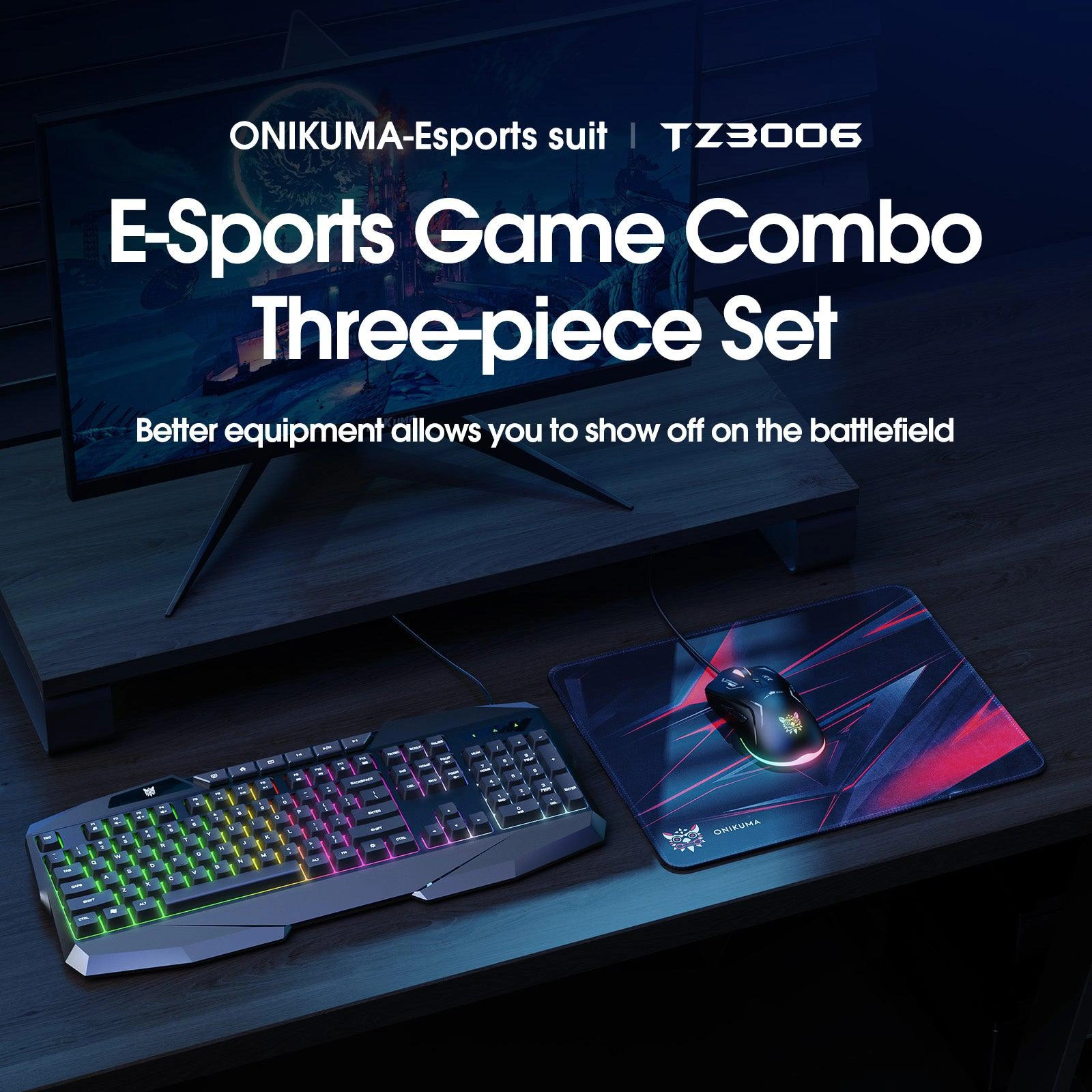 Onikuma TZ3006 RGB Gaming Keyboard Close-up Showing 3-Color Backlighting