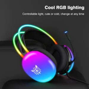 ⁦Onikuma X25 RGB Wired Over Ear Black Gaming Headset⁩ - الصورة ⁦8⁩