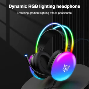 ⁦Onikuma X25 RGB Wired Over Ear Black Gaming Headset⁩ - الصورة ⁦7⁩