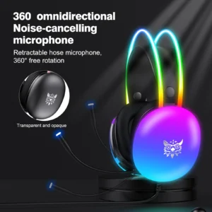 ⁦Onikuma X25 RGB Wired Over Ear Black Gaming Headset⁩ - الصورة ⁦6⁩