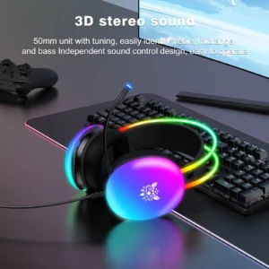Alternative view of Onikuma X25 RGB Wired Over Ear Black Gaming Headset