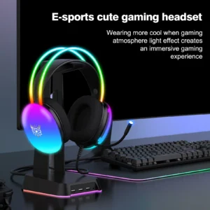 ⁦Onikuma X25 RGB Wired Over Ear Black Gaming Headset⁩ - الصورة ⁦5⁩