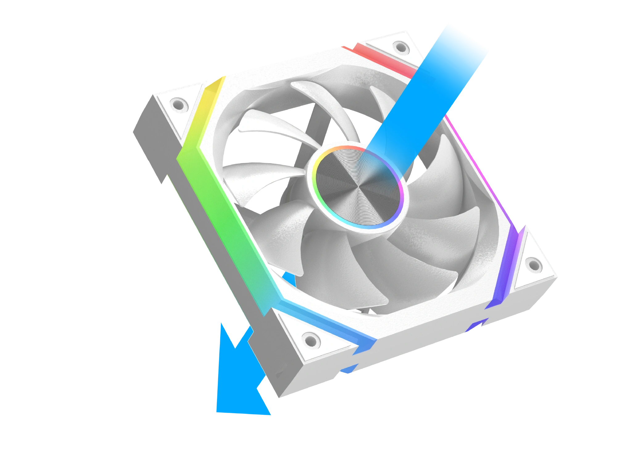 PWM controlled fan blades delivering 40.6 CFM airflow for PC case ventilation