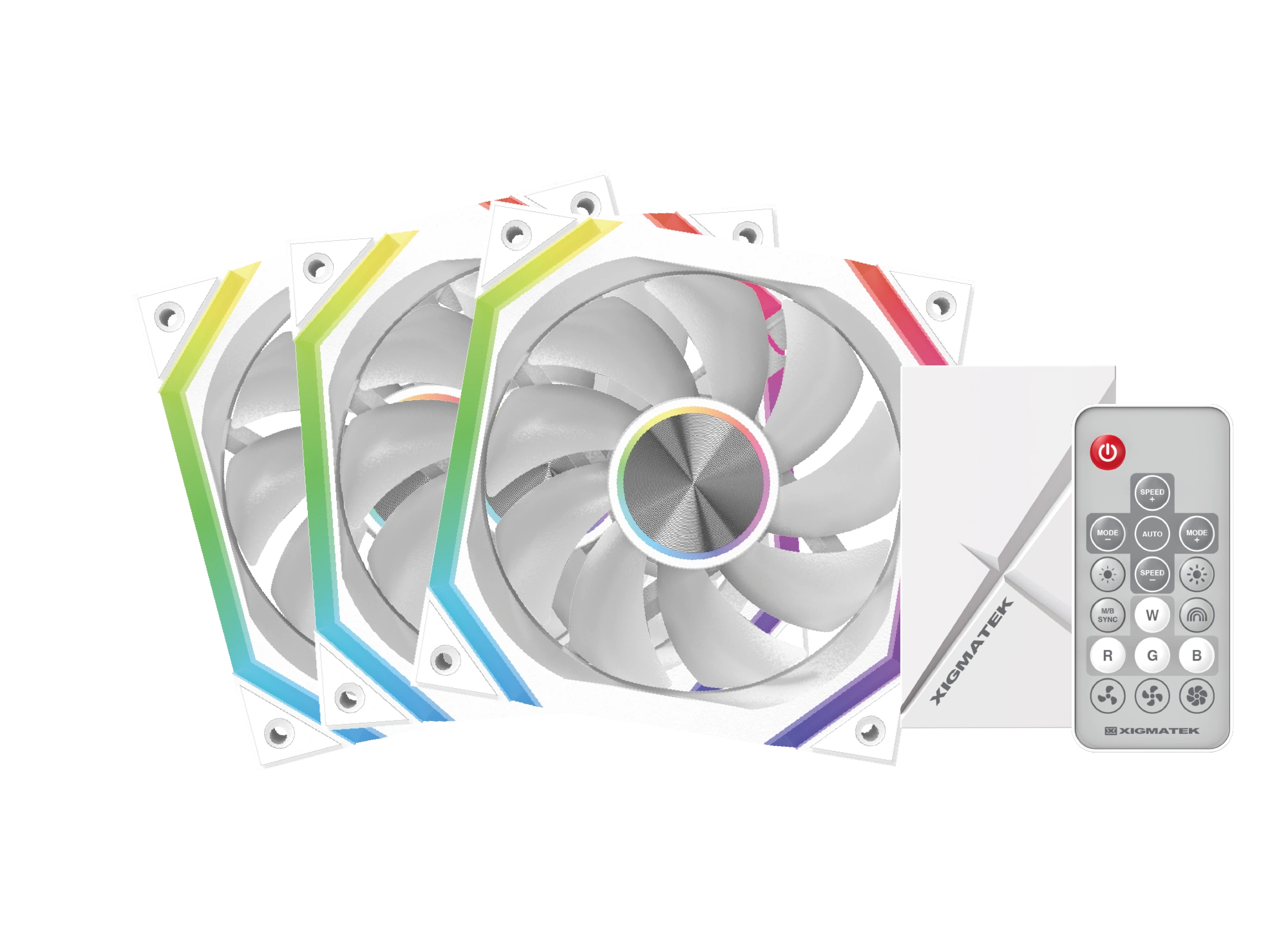 Triple zone ARGB infinity mirror lighting on Xigmatek H27A Arctic fan hub side and top