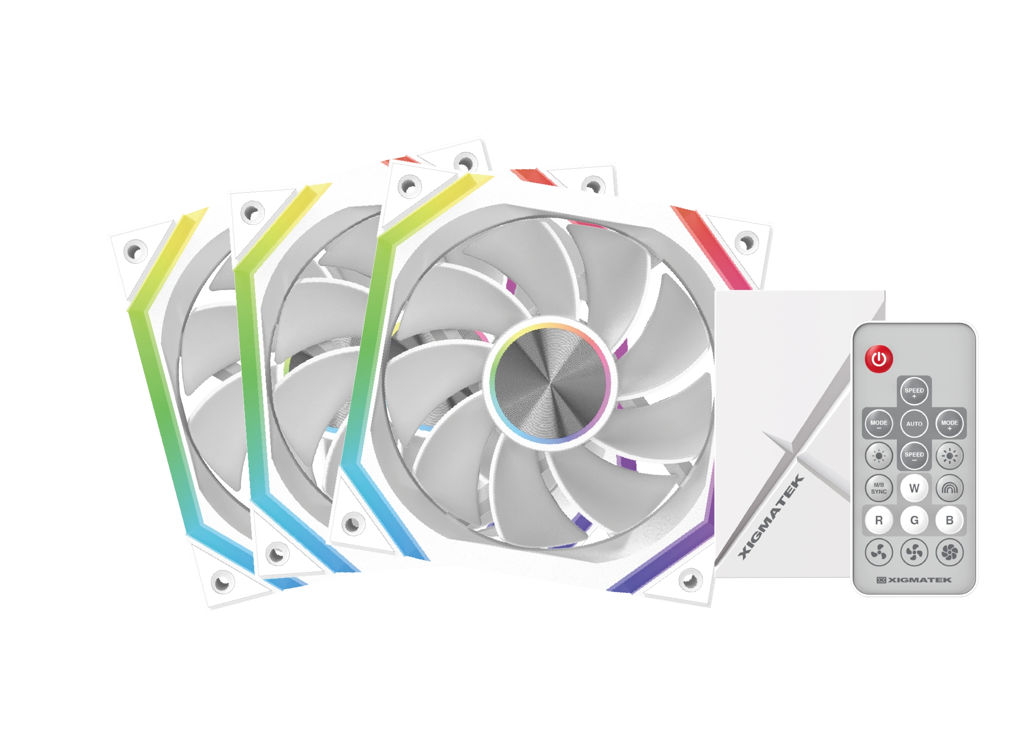 Triple zone ARGB infinity mirror lighting on Xigmatek H27A Arctic Reverse fan hub and side