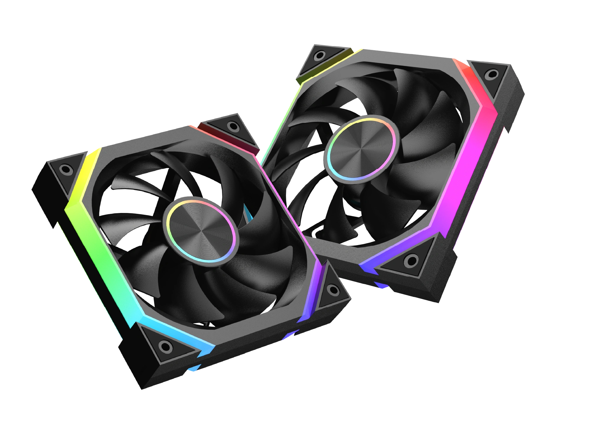 Triple-zone addressable RGB infinity mirror lighting on Xigmatek H27A fan hub and side frame