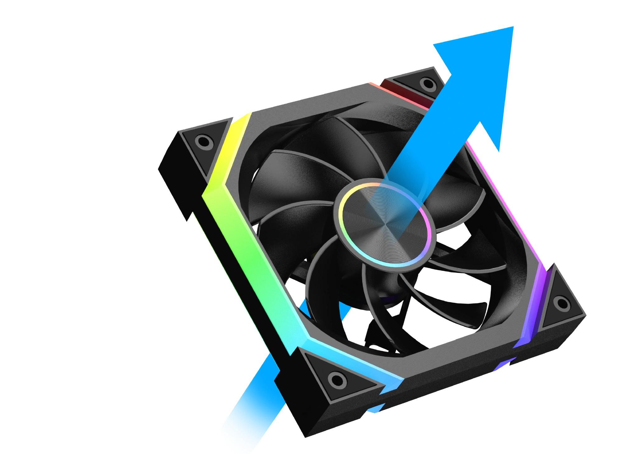 Three pack of Xigmatek Infinity H27A reverse ARGB fans installed in a PC case