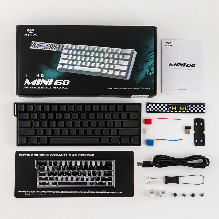 Aula Mini60 HE Pro 60% wireless magnetic gaming keyboard with 8K polling rate and RGB backlighting