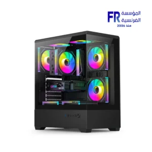 darkFlash C365 Dual Glass Black Mid Tower Case Front View Egypt Best Price