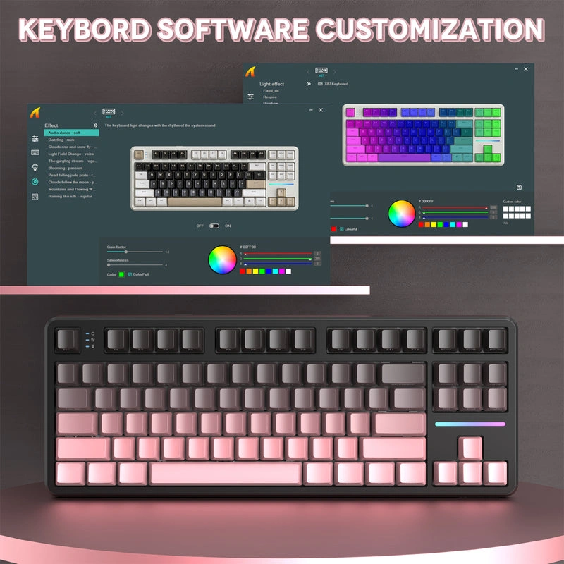 Attack Shark X87 software customization interface for RGB lighting control and key mapping