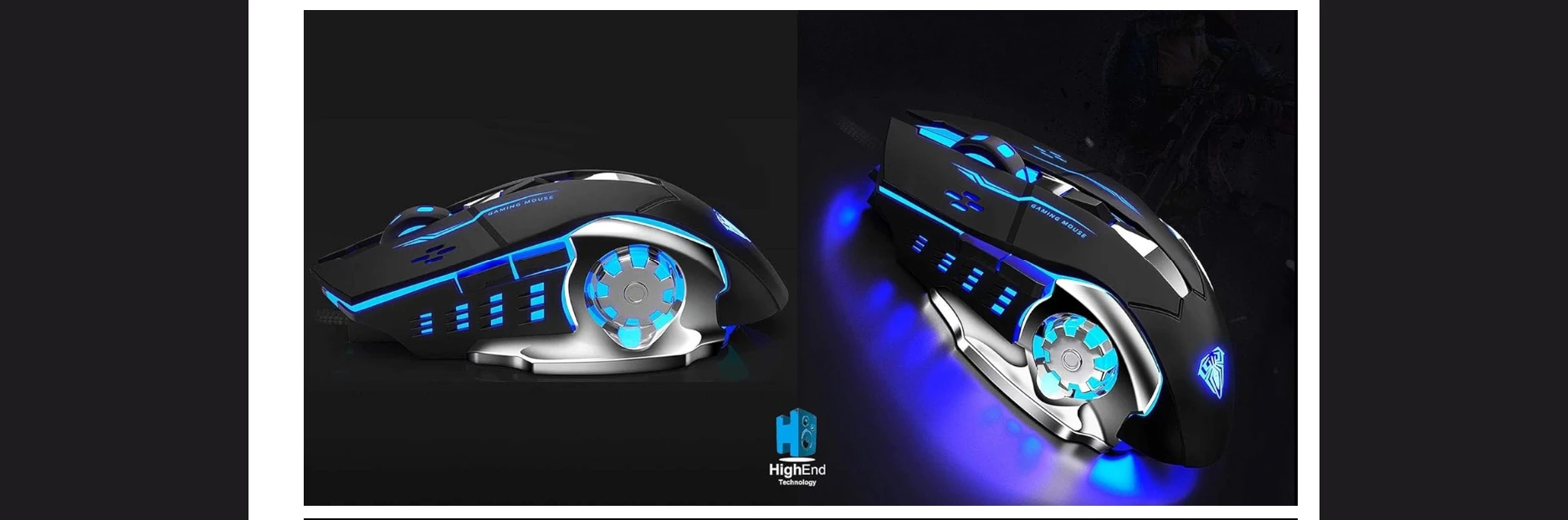 Aula S20 white gaming mouse with blue RGB breathing light and futuristic design