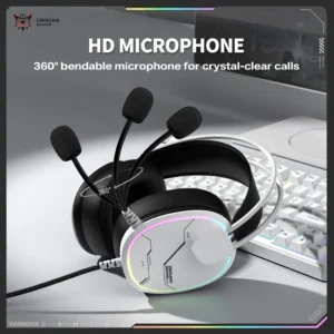 Onikuma X91 RGB Wired Over Ear White Gaming Headset - Image 3