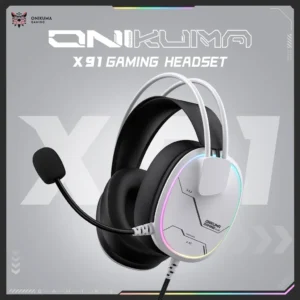 Onikuma X91 RGB Wired Over Ear White Gaming Headset