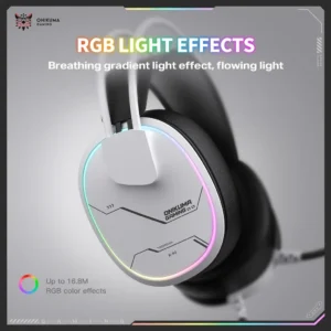 Alternative view of Onikuma X91 RGB Wired Over Ear White Gaming Headset