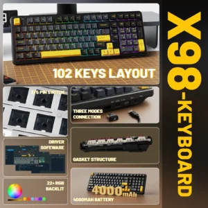 Attack Shark X98 Tri Mode RGB Strawberry Switch Moonlit Night Gaming Keyboard - Image 10
