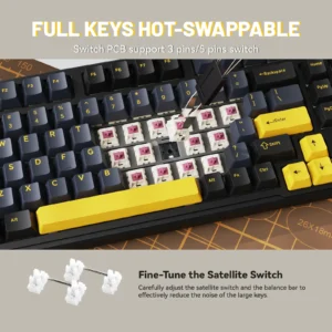 Attack Shark X98 Tri Mode RGB Strawberry Switch Moonlit Night Gaming Keyboard - Image 9