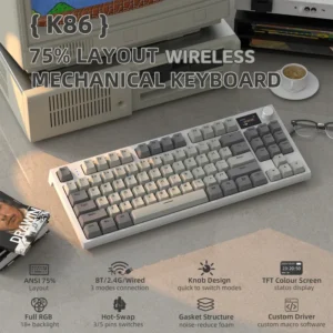 Attack Shark K86 Tri Mode RGB Gray Gaming Keyboard - Image 9