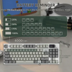 Alternative view of Attack Shark K86 Tri Mode RGB Gray Gaming Keyboard