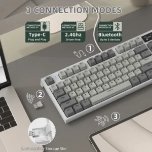 Attack Shark K86 Tri Mode RGB Gray Gaming Keyboard - Image 6