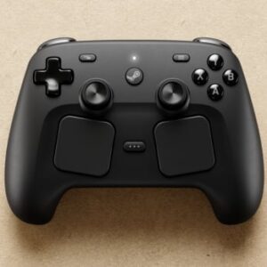 Front view of the Steam Controller with thumbsticks, ABXY buttons and dual haptic trackpads