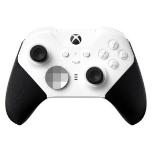 White Microsoft Xbox Elite Wireless Controller Series 2 Core with black rubberized grips and adjustable thumbsticks