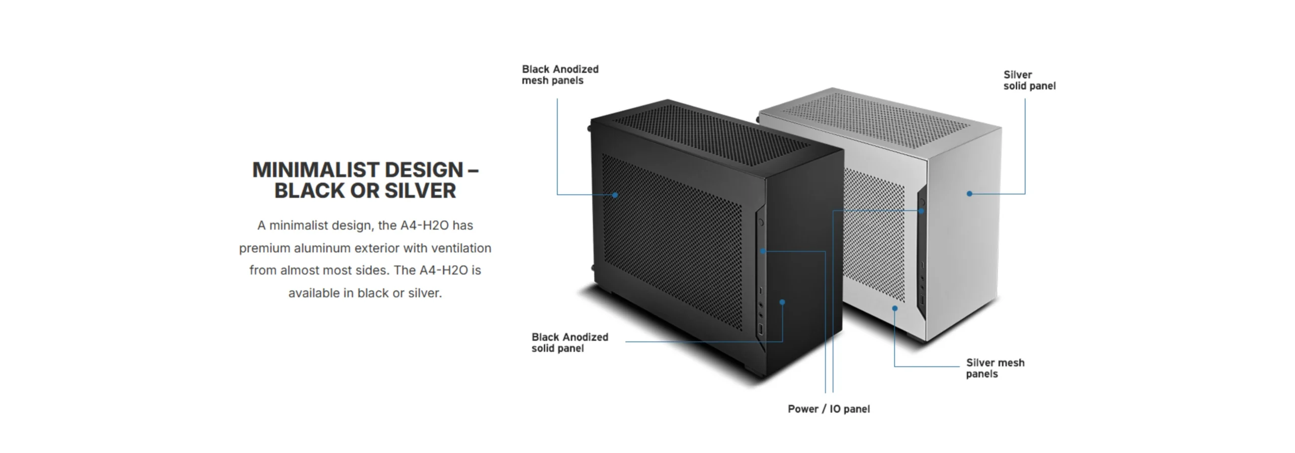 Premium aluminum exterior black or silver