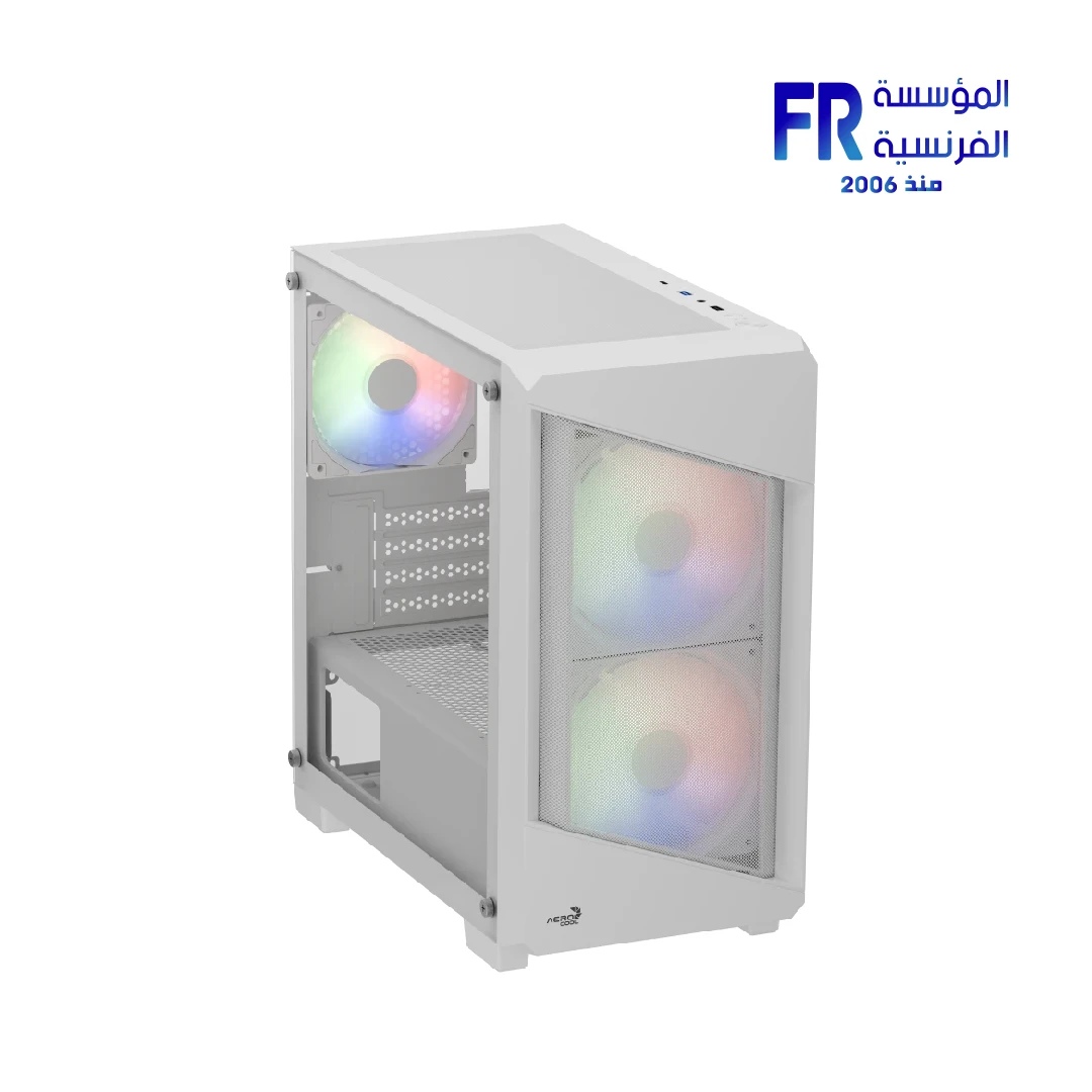 Aerocool B312F Flow Tempered Glass White Mini Tower Case - الصورة 2