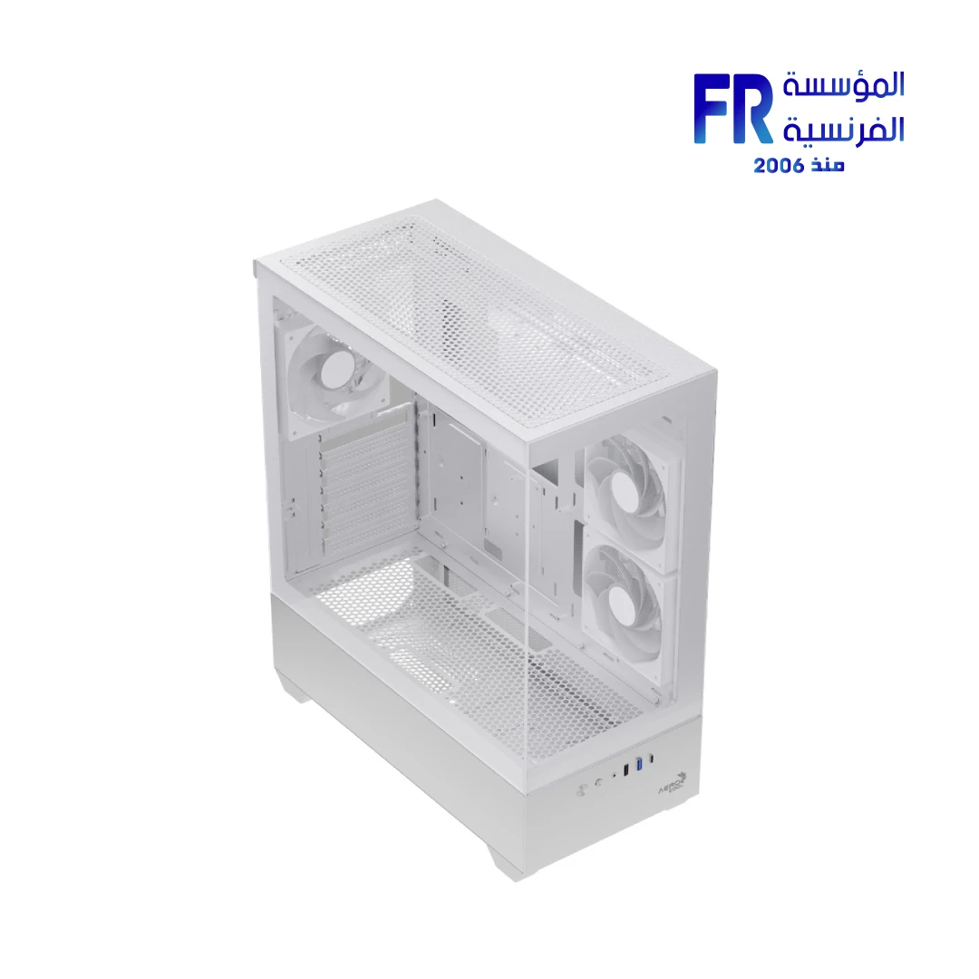 ⁦Aerocool P500D Tempered Glass White Mid Tower Case⁩ - الصورة ⁦2⁩