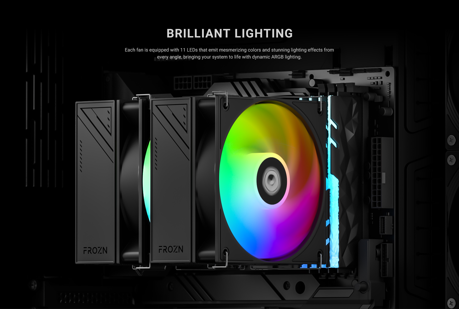 ID-COOLING FROZN A620 PRO XE ARGB fan lighting effects