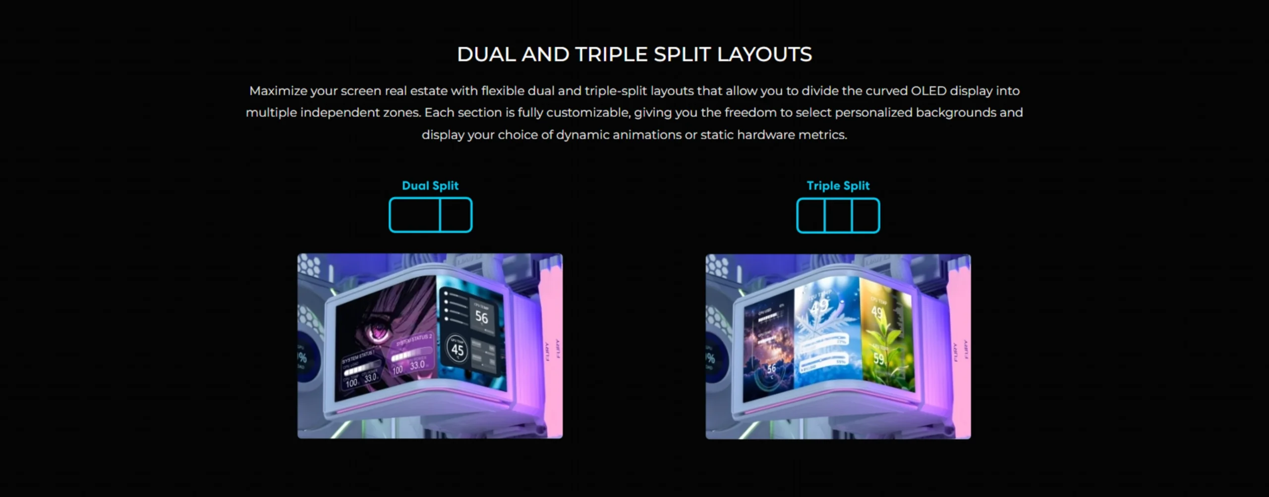 Dual and triple split layouts