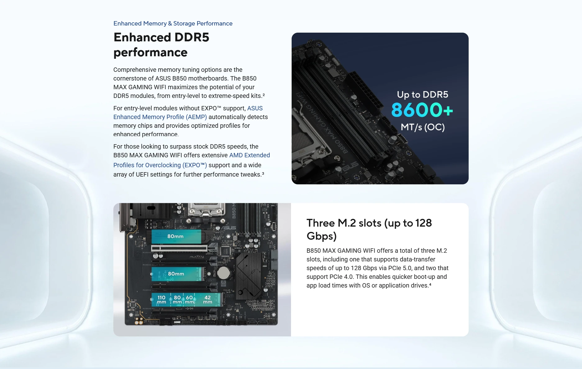 ASUS B850 MAX GAMING WIFI AM5 DDR5 ATX motherboard with PCIe 5.0 and Advanced AI PC features