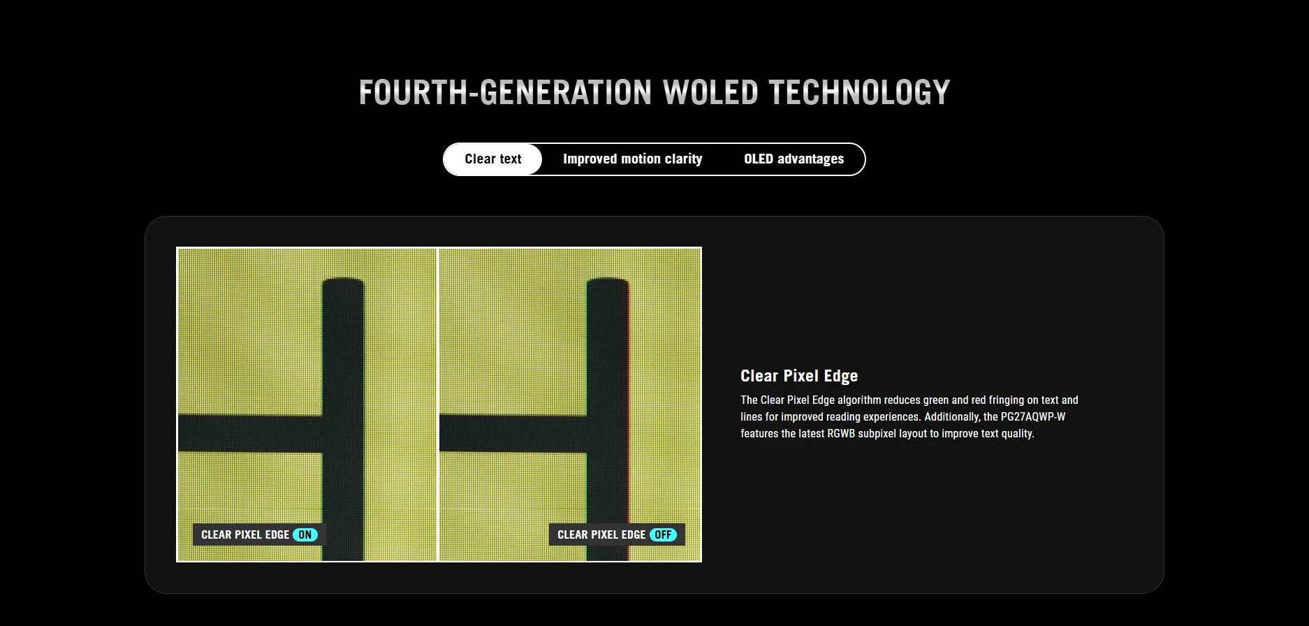 ASUS ROG Swift OLED PG27AQWP-G Edition 20 — Fourth-generation Tandem WOLED panel structure