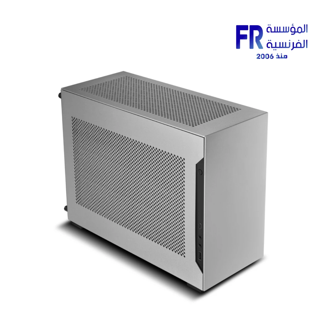Lian Li A4-H2O case silver Mini ITX front view with premium aluminum exterior and PCIe 5.0 riser Nasr City store Egypt