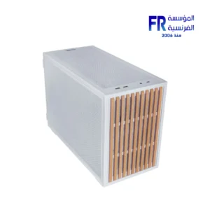 Lian Li B4 Wood case white front view with real beech wood panel and pre-installed slim top fans Nasr City store Egypt