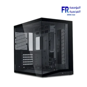 Lian Li O11 Mini V2 case black front view with pillar-less tempered glass and 10-degree slanted bottom Nasr City store Egypt
