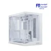 Lian Li O11 Mini V2 case white front view with pillar-less tempered glass and 10-degree slanted bottom Nasr City store Egypt