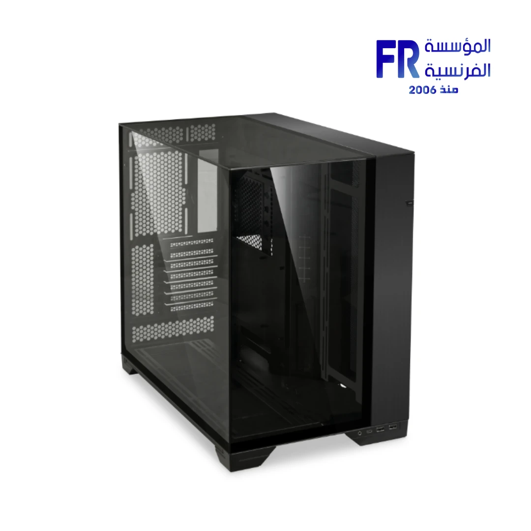 Lian Li O11 Vision case black front view with three-sided column-less tempered glass panels Nasr City store Egypt