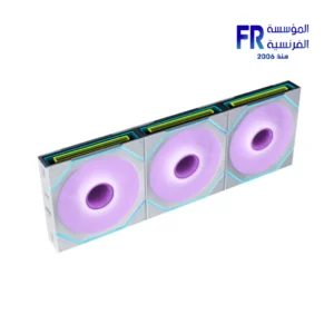 Lian Li SL INF fan white reverse blade 3-pack front view with dual-zone ARGB lighting and L-Wireless Controller Nasr City store Egypt
