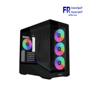 Lian Li V100R Mini case black front view with 270-degree tempered glass and pre-installed ARGB fans Nasr City store Egypt