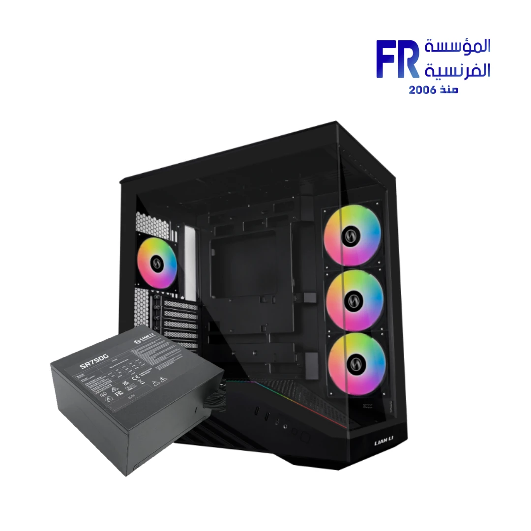 Lian Li Vector V100R combo black case and SR750 power supply front view Nasr City store Egypt
