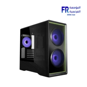 Lian Li V150 INF case black front view with infinity mirror panel and pre-installed ARGB fans Nasr City store Egypt