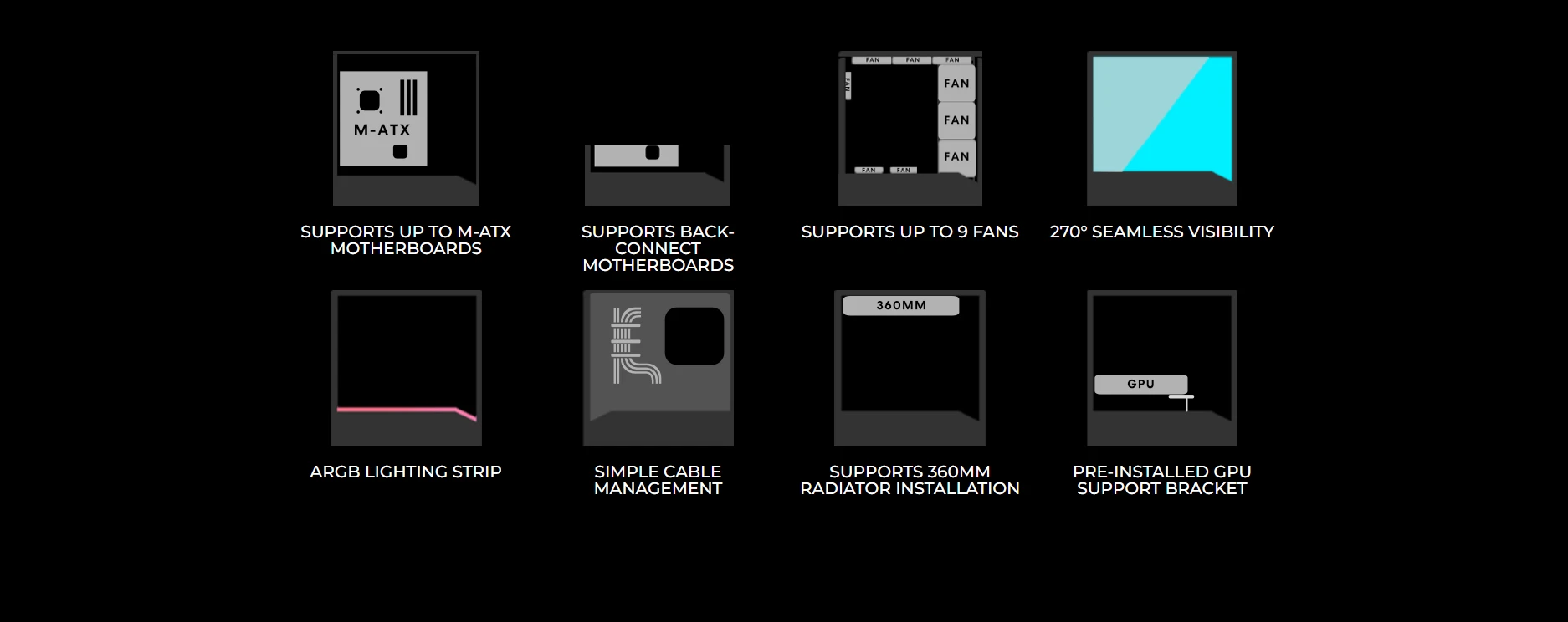 270 degree panoramic glass with ARGB lighting