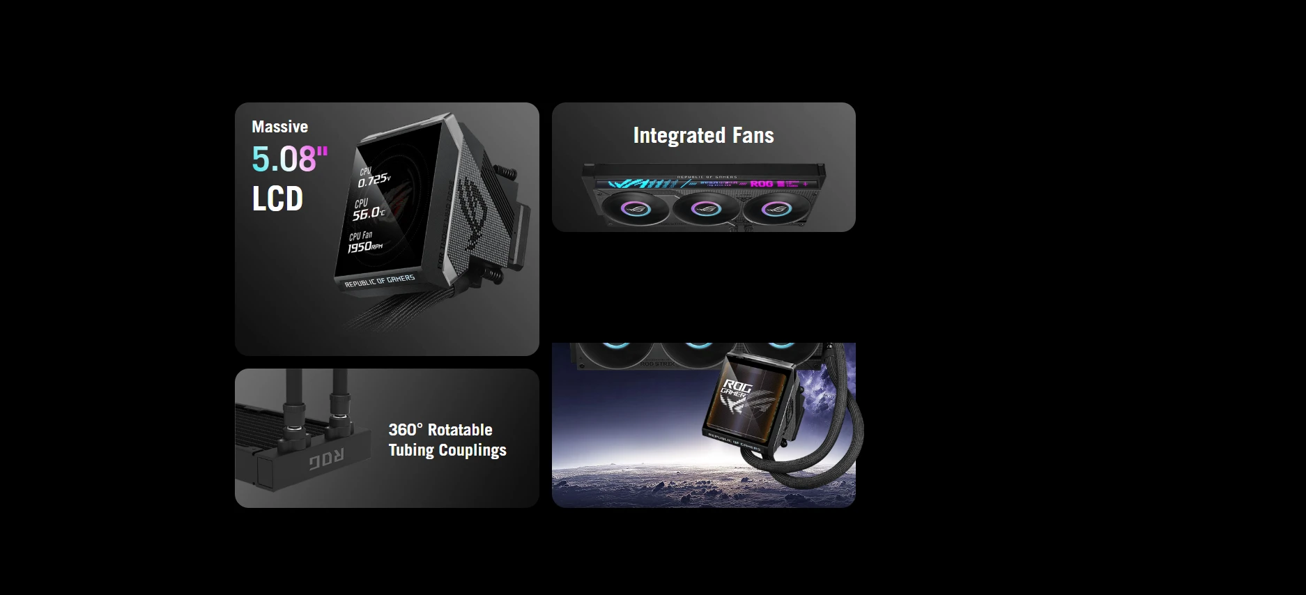 ASUS ROG Strix LC IV 360 ARGB LCD 360mm AIO liquid CPU cooler with 5.08-inch IPS display