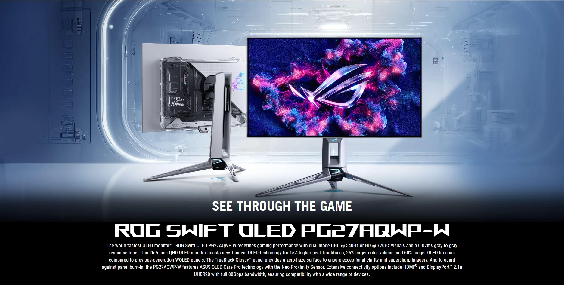 ASUS ROG Swift OLED PG27AQWP-G Edition 20 — full setup view