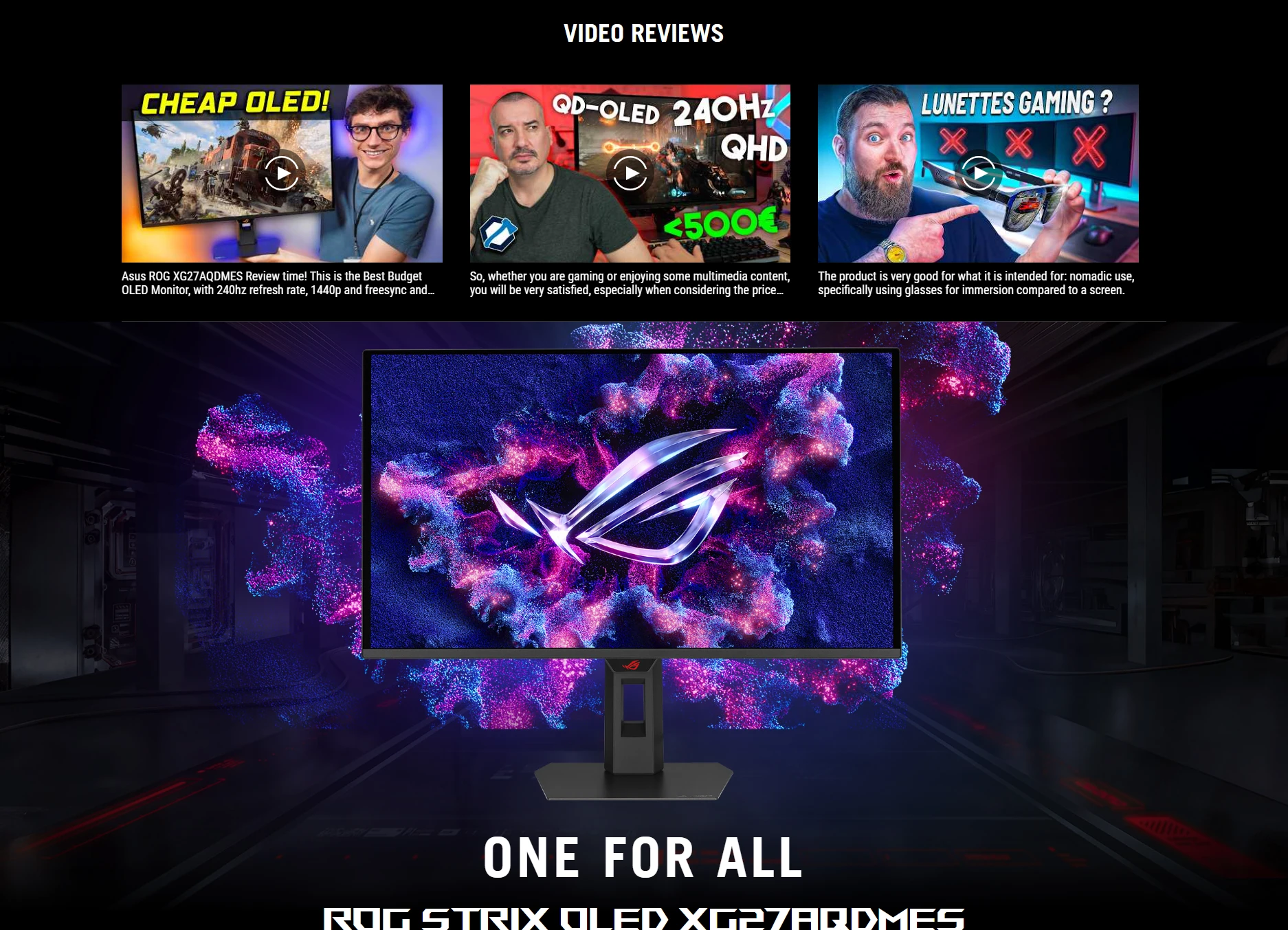ASUS ROG Strix OLED XG27AQDMES 27 Inch 240Hz QD-OLED Gaming Monitor