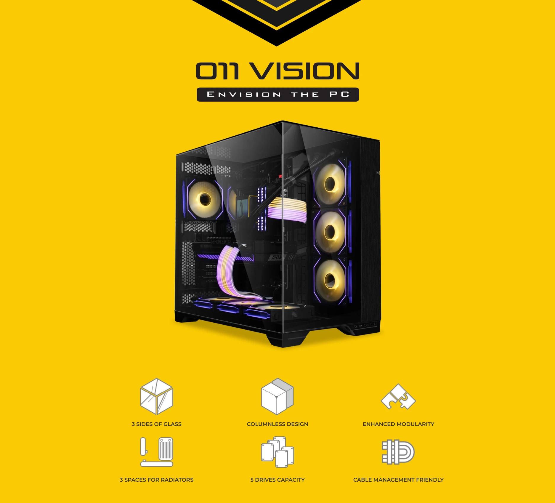 Lian Li O11 Vision M Digital White Micro Tower Gaming Case with 3-sided tempered glass panels